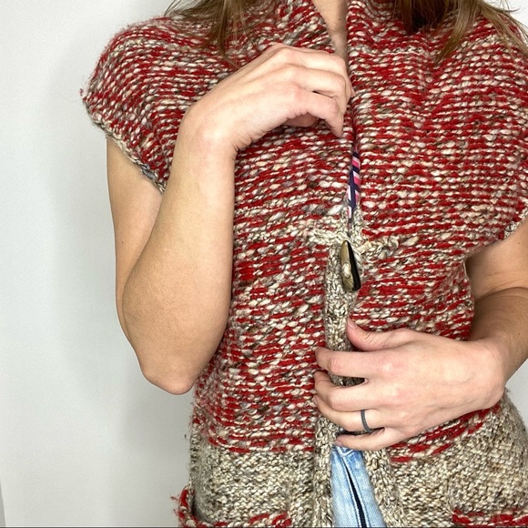 Wilfred Free one button tan red long open sleeveless cardigan small - Picture 6 of 9